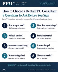 How to Choose a Dental PPO Consultant: 8 Questions to Ask Before You Sign infographic
